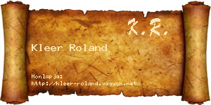 Kleer Roland névjegykártya